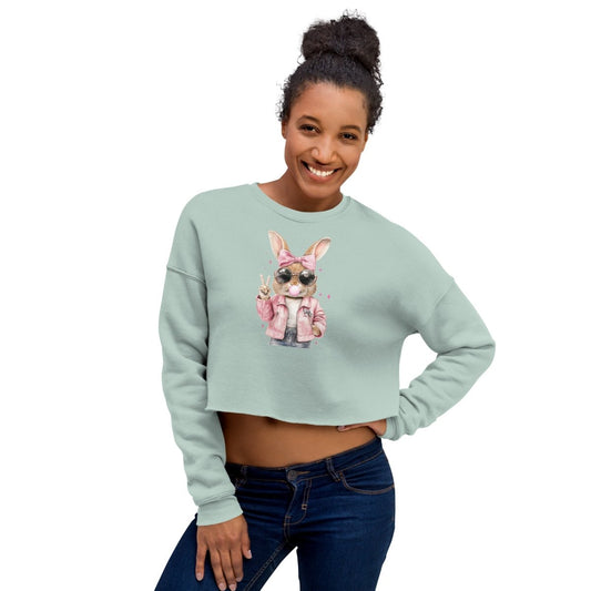 - Custom Crop Sweatshirt Bunny Easter - Retro Ravers - crop sweatshirt