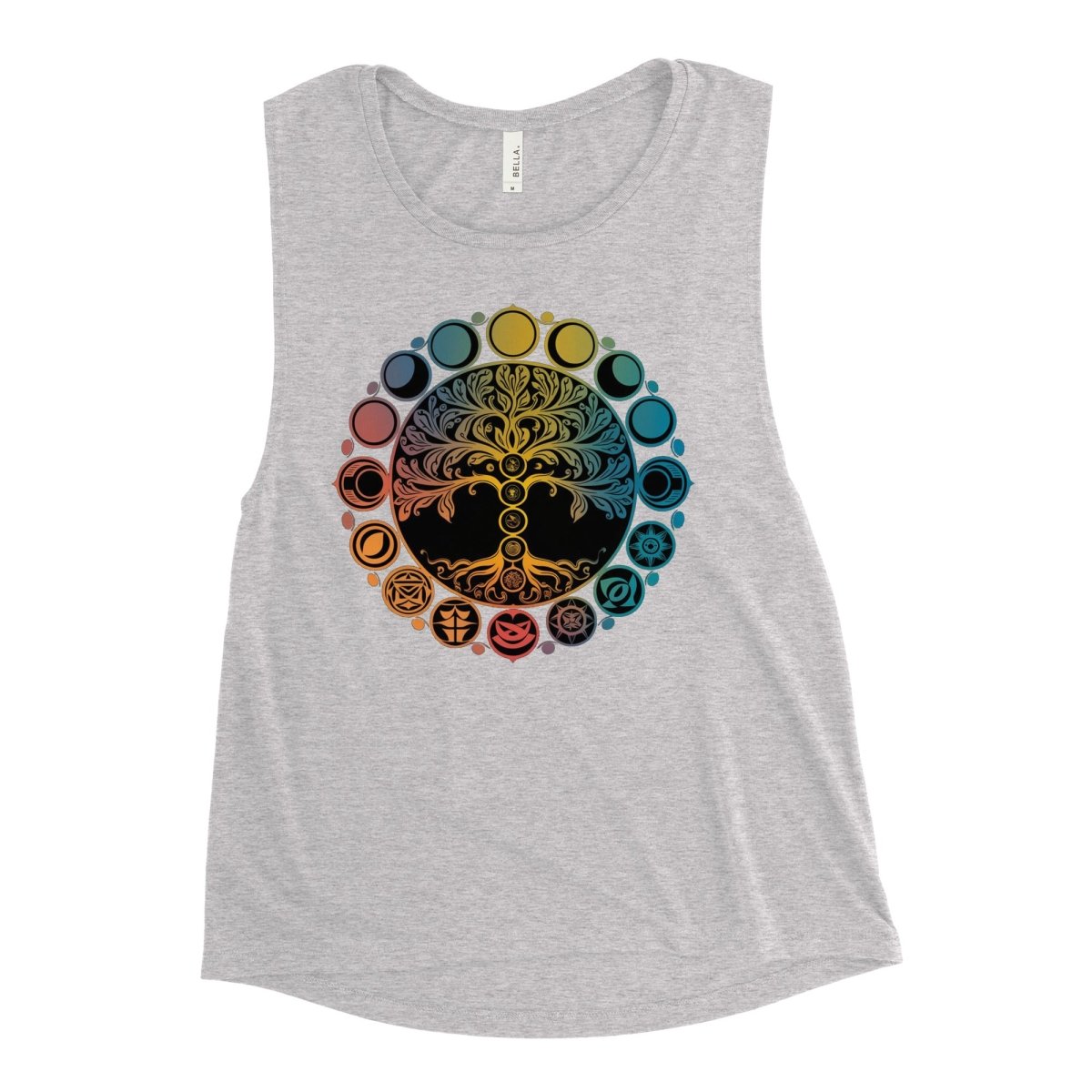 - Ladies’ Muscle Tank Chakra Yoga - Retro Ravers - chakra