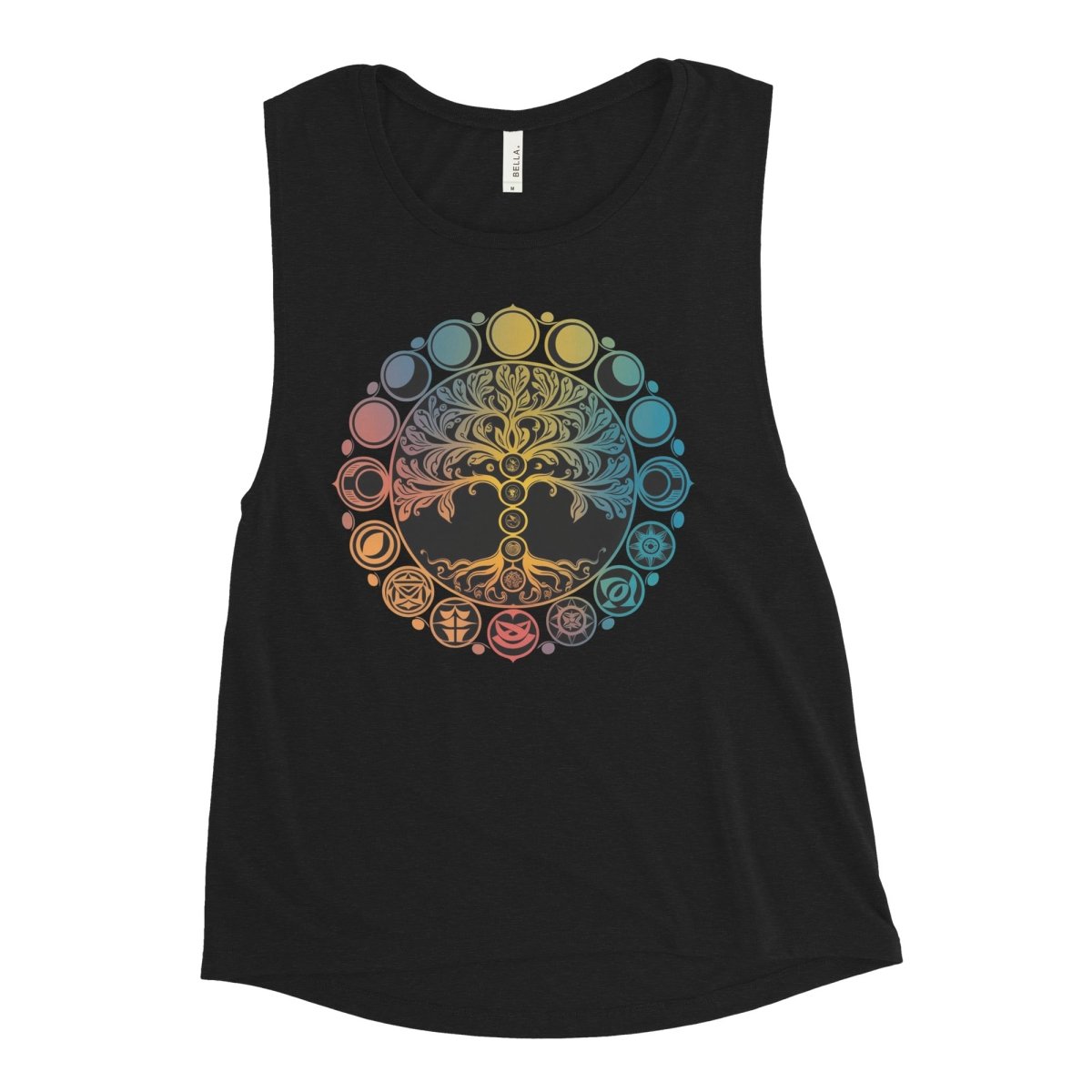 - Ladies’ Muscle Tank Chakra Yoga - Retro Ravers - chakra