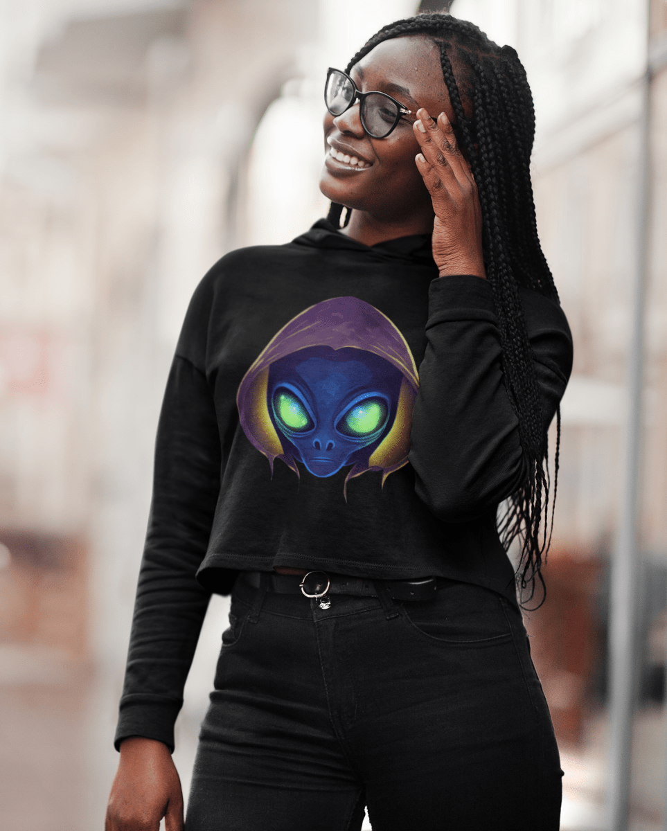 Retro Ravers, mockup-of-a-woman-with-glasses-wearing-a-crop-top-hoodie