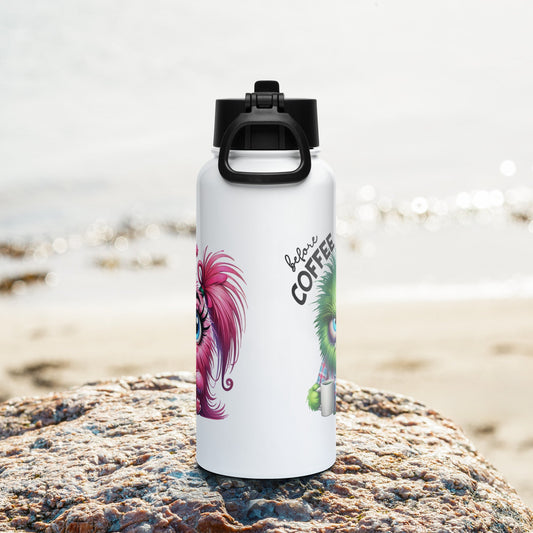 Mugs and bottles - Stainless steel water bottle with a straw lid - Retro Ravers - Mugs and bottles