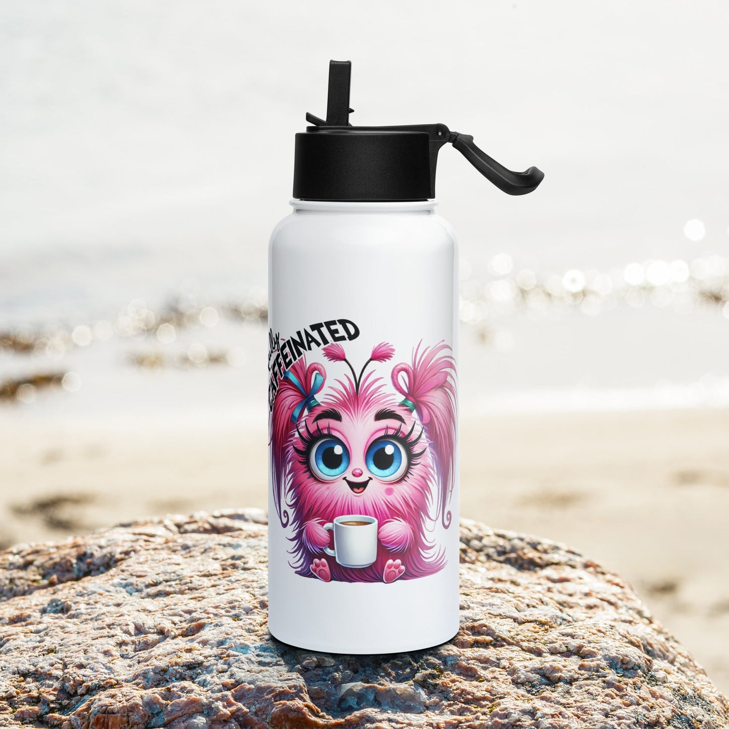 Mugs and bottles - Stainless steel water bottle with a straw lid - Retro Ravers - Mugs and bottles