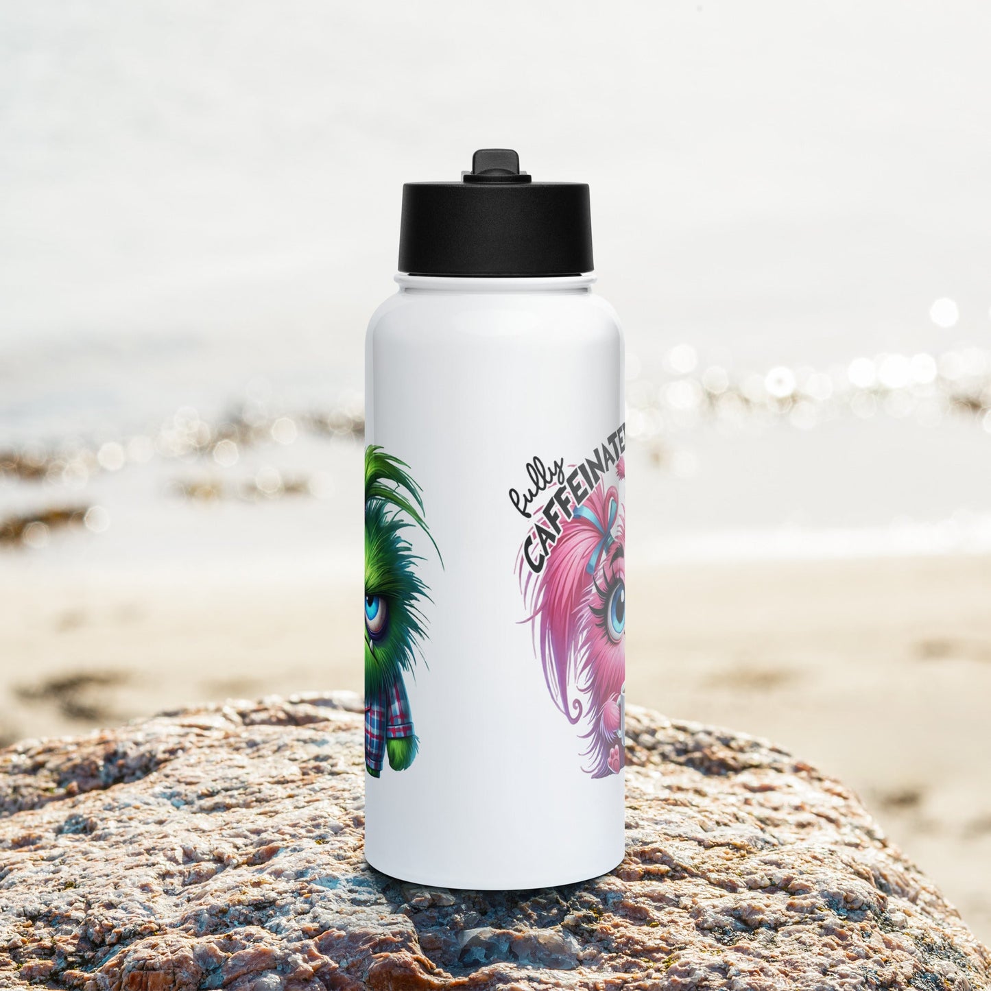 Mugs and bottles - Stainless steel water bottle with a straw lid - Retro Ravers - Mugs and bottles