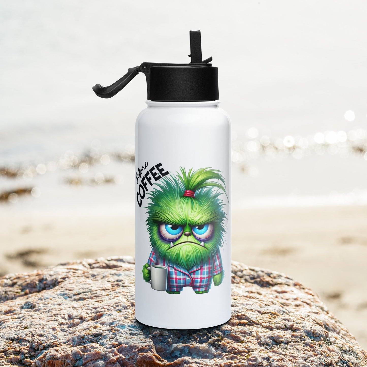 Mugs and bottles - Stainless steel water bottle with a straw lid - Retro Ravers - Mugs and bottles