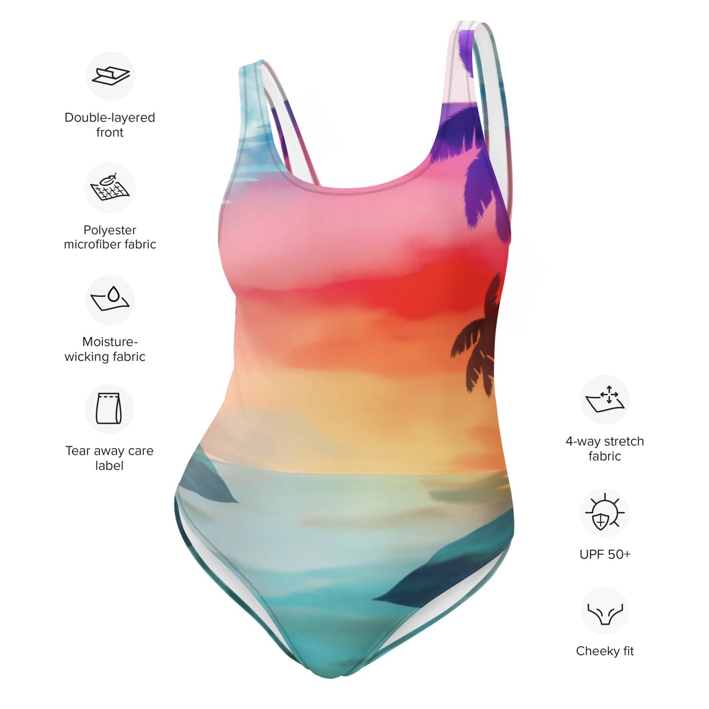 Print Material - Custom one - piece Swimsuit - Retro Ravers - swimsuits