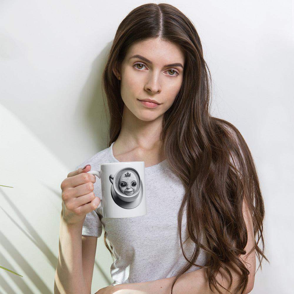 Print Material - White glossy mug alien - Retro Ravers - design personalizzato
