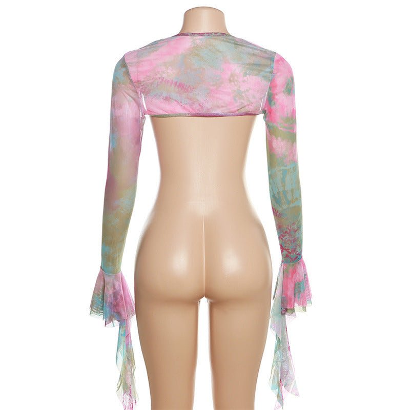 Set Dresses - Women Y2k Ruffle Butterfly 2 Piece Outfit - Retro Ravers - rave outfit