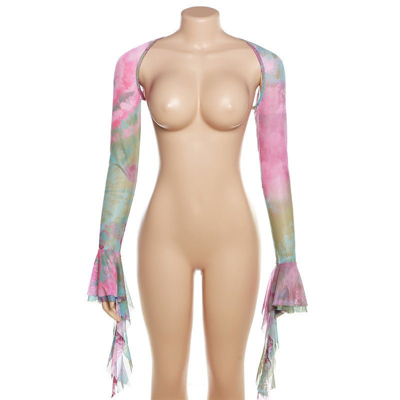 Set Dresses - Women Y2k Ruffle Butterfly 2 Piece Outfit - Retro Ravers - rave outfit
