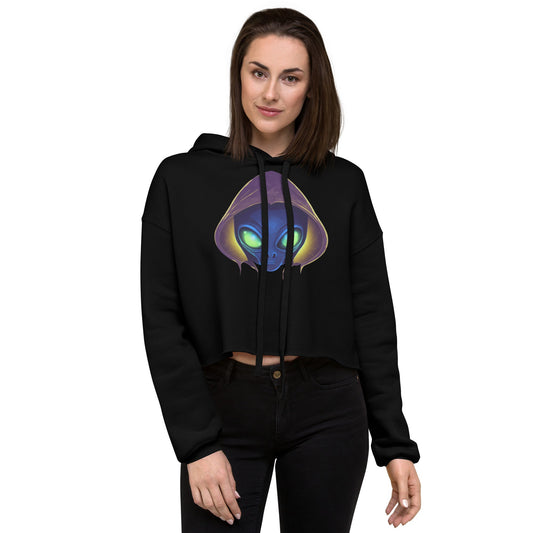 Sweatshirts - Crop Hoodie Alien raver - Retro Ravers - crop hoodie