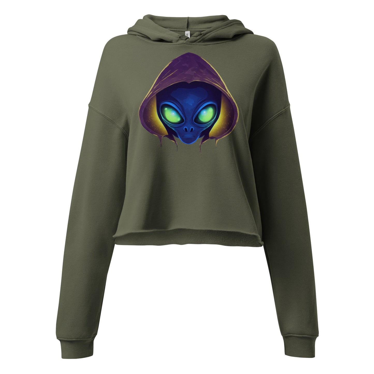 Sweatshirts - Crop Hoodie Alien raver - Retro Ravers - crop hoodie
