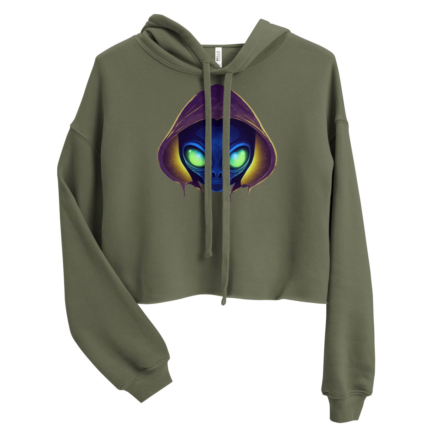Sweatshirts - Crop Hoodie Alien raver - Retro Ravers - crop hoodie