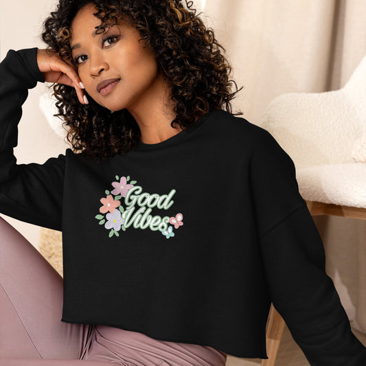 Sweatshirts - Crop Sweatshirt good vibes - Retro Ravers - sweatshirts