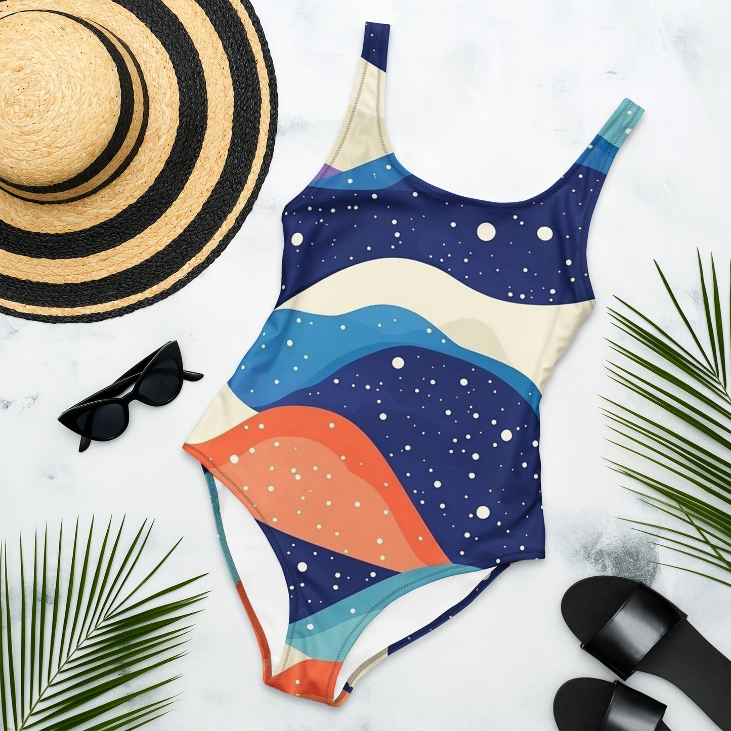 swimwear - One - Piece Swimsuit wave beat - Retro Ravers - swimsuits