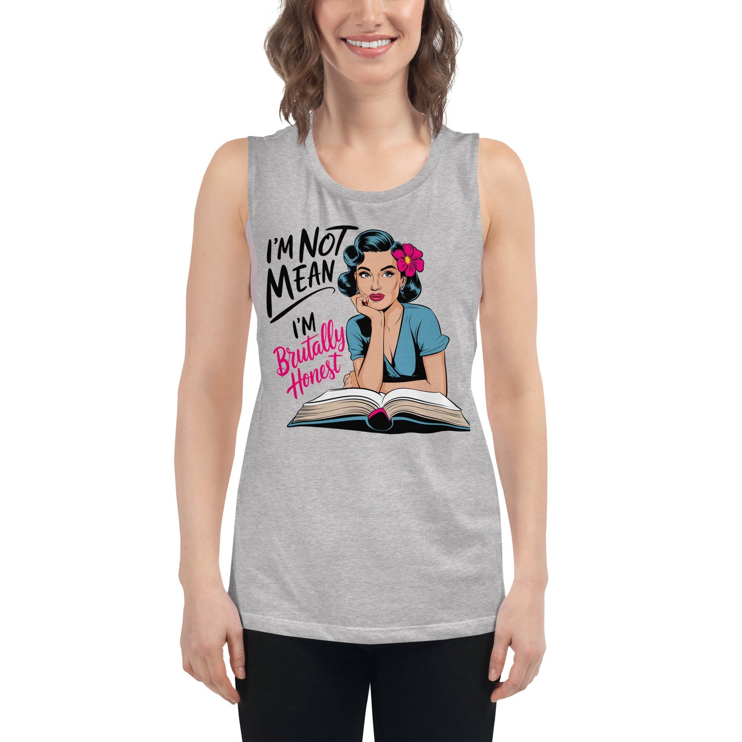 tank tops - Ladies’ Muscle Tank Honest mean - Retro Ravers - tank - tops