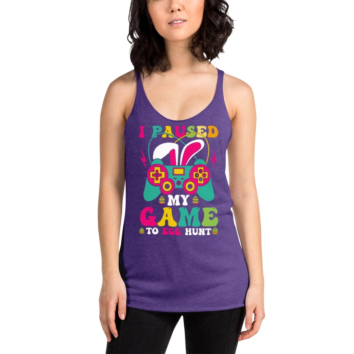 - Women's Racerback Tank Easter Gamer - Retro Ravers - easter