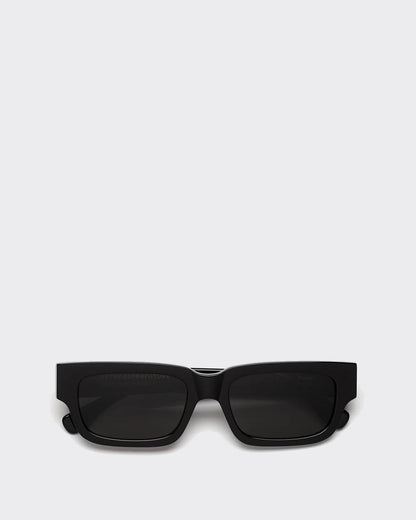 Black sunglasses on a light gray background