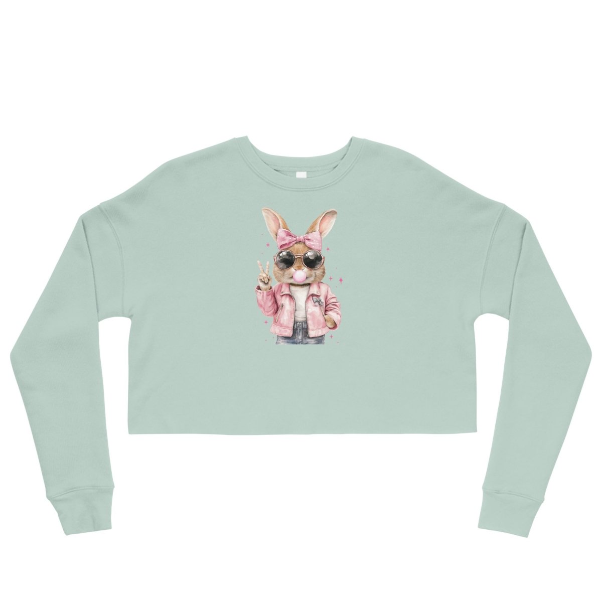  - Custom Crop Sweatshirt Bunny Easter - Retro Ravers - crop sweatshirt