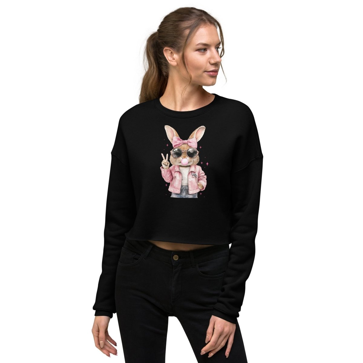  - Custom Crop Sweatshirt Bunny Easter - Retro Ravers - crop sweatshirt