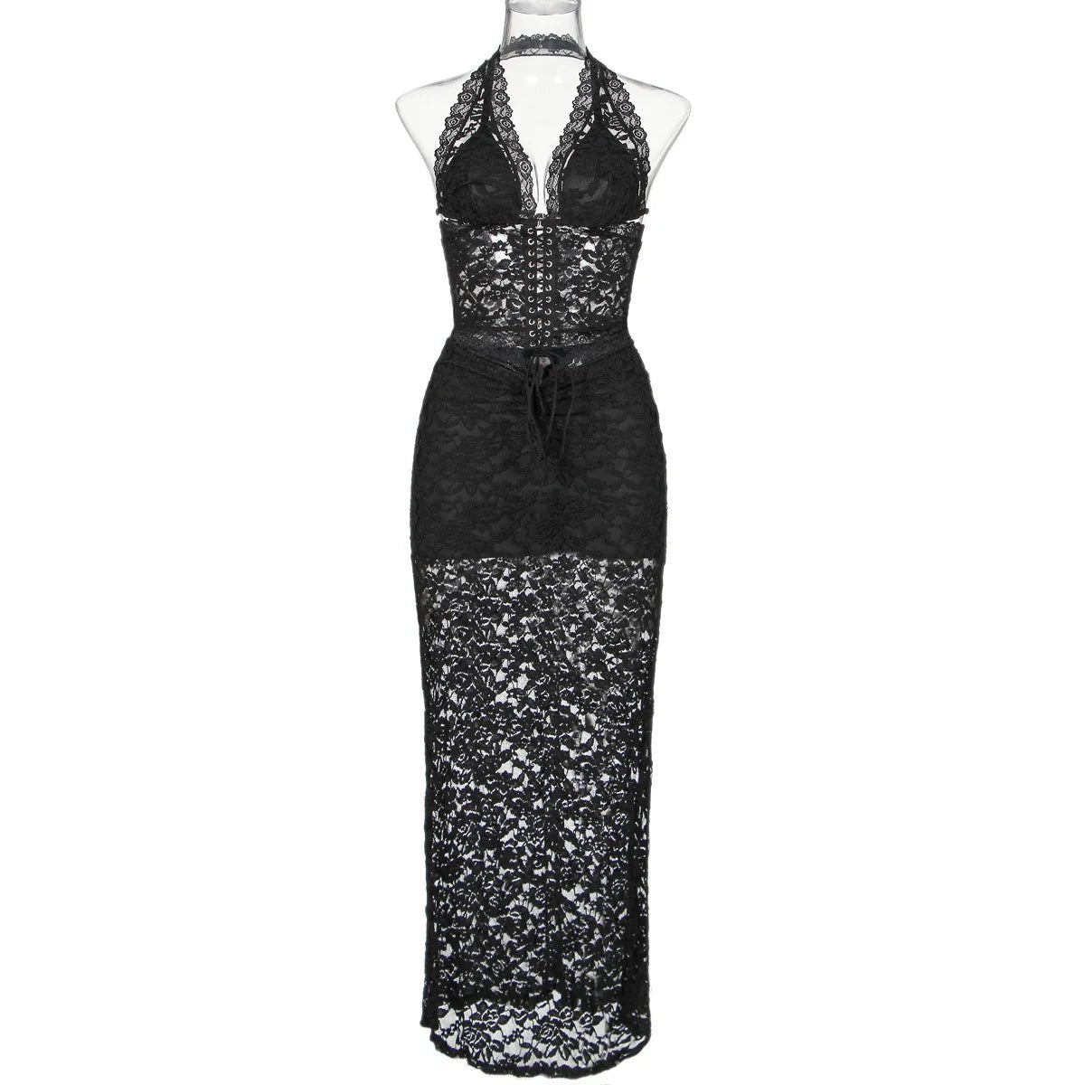 Dresses - Midnight Allure: Bandage Lace Co - Ord Ensemble - Retro Ravers - dresses