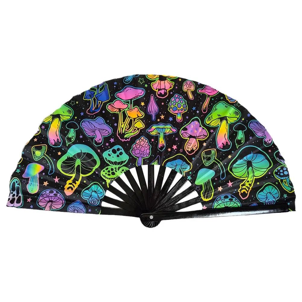 Hand Fan - Gradient UV Glow Bamboo Folding Hand Fan – Reflective Rave Accessory - Retro Ravers - Hand Fan