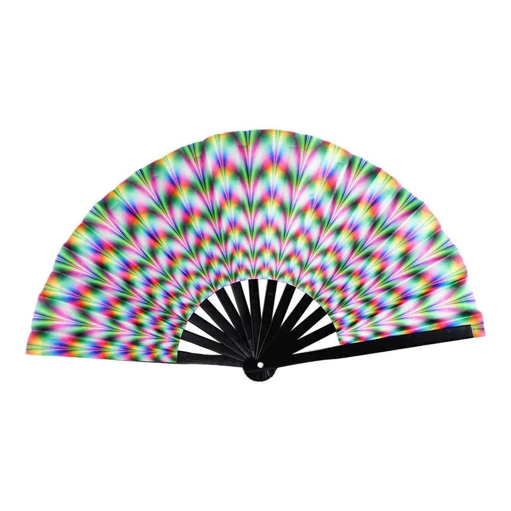 Hand Fan - Gradient UV Glow Bamboo Folding Hand Fan – Reflective Rave Accessory - Retro Ravers - Hand Fan