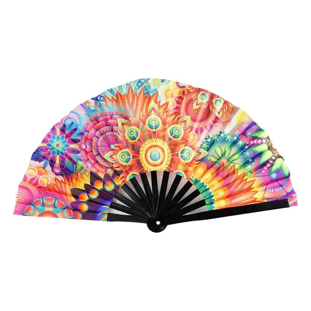 Hand Fan - Gradient UV Glow Bamboo Folding Hand Fan – Reflective Rave Accessory - Retro Ravers - Hand Fan