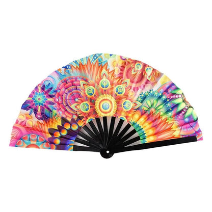 Hand Fan - Gradient UV Glow Bamboo Folding Hand Fan – Reflective Rave Accessory - Retro Ravers - Hand Fan