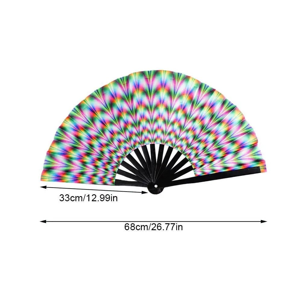 Hand Fan - Gradient UV Glow Bamboo Folding Hand Fan – Reflective Rave Accessory - Retro Ravers - Hand Fan