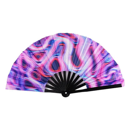 Hand Fan - Gradient UV Glow Bamboo Folding Hand Fan – Reflective Rave Accessory - Retro Ravers - Hand Fan
