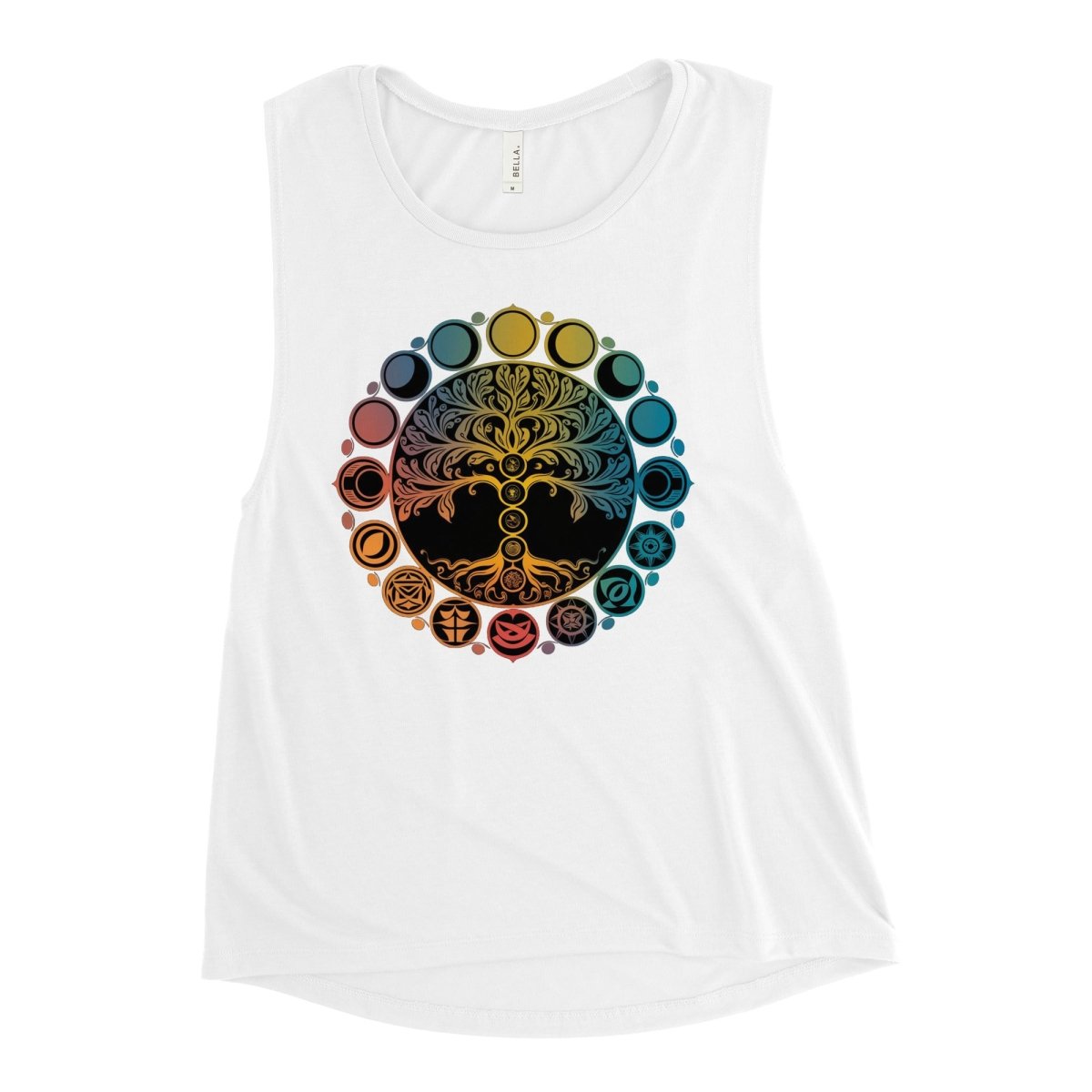  - Ladies’ Muscle Tank Chakra Yoga - Retro Ravers - chakra