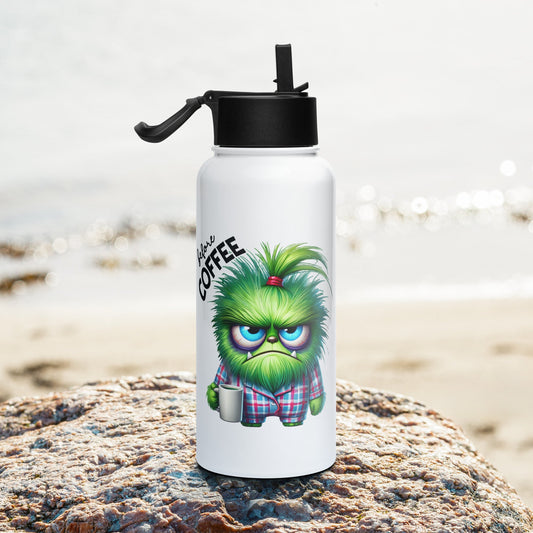 Mugs and bottles - Stainless steel water bottle with a straw lid - Retro Ravers - Mugs and bottles