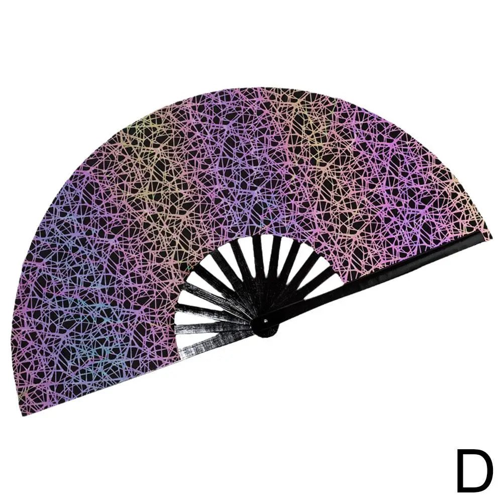 Rave accessories - Rave Hand Fan Reflective Festival Glow Large Clack Bamboo - Retro Ravers - Accessories