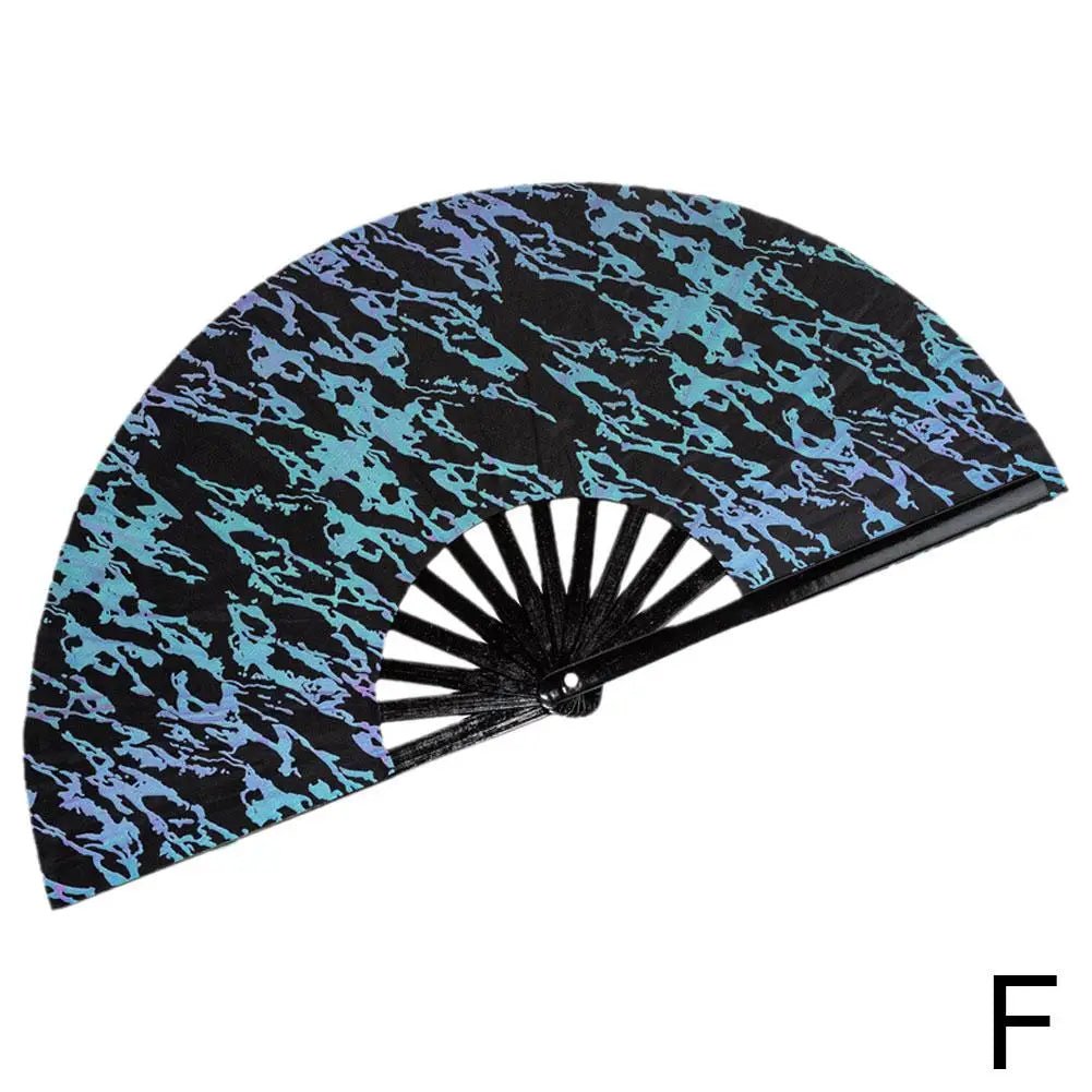 Rave accessories - Rave Hand Fan Reflective Festival Glow Large Clack Bamboo - Retro Ravers - Accessories