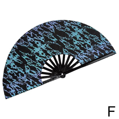 Rave accessories - Rave Hand Fan Reflective Festival Glow Large Clack Bamboo - Retro Ravers - Accessories