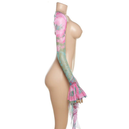 Set Dresses - Women Y2k Ruffle Butterfly 2 Piece Outfit - Retro Ravers - rave outfit