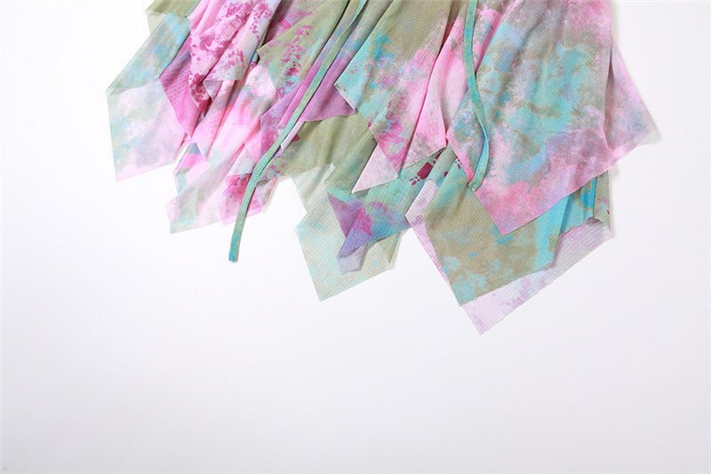 Set Dresses - Women Y2k Ruffle Butterfly 2 Piece Outfit - Retro Ravers - rave outfit