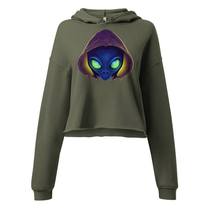 Sweatshirts - Crop Hoodie Alien raver - Retro Ravers - crop hoodie