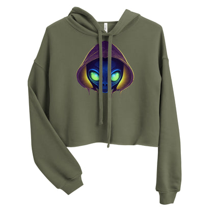 Sweatshirts - Crop Hoodie Alien raver - Retro Ravers - crop hoodie