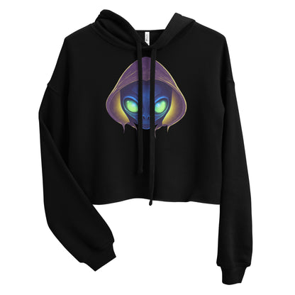 Sweatshirts - Crop Hoodie Alien raver - Retro Ravers - crop hoodie