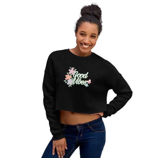 Sweatshirts - Crop Sweatshirt good vibes - Retro Ravers - sweatshirts