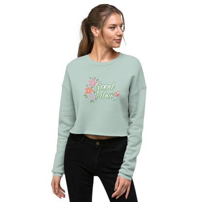 Sweatshirts - Crop Sweatshirt good vibes - Retro Ravers - sweatshirts