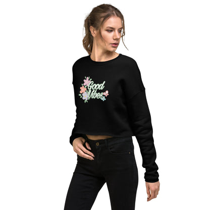 Sweatshirts - Crop Sweatshirt good vibes - Retro Ravers - sweatshirts