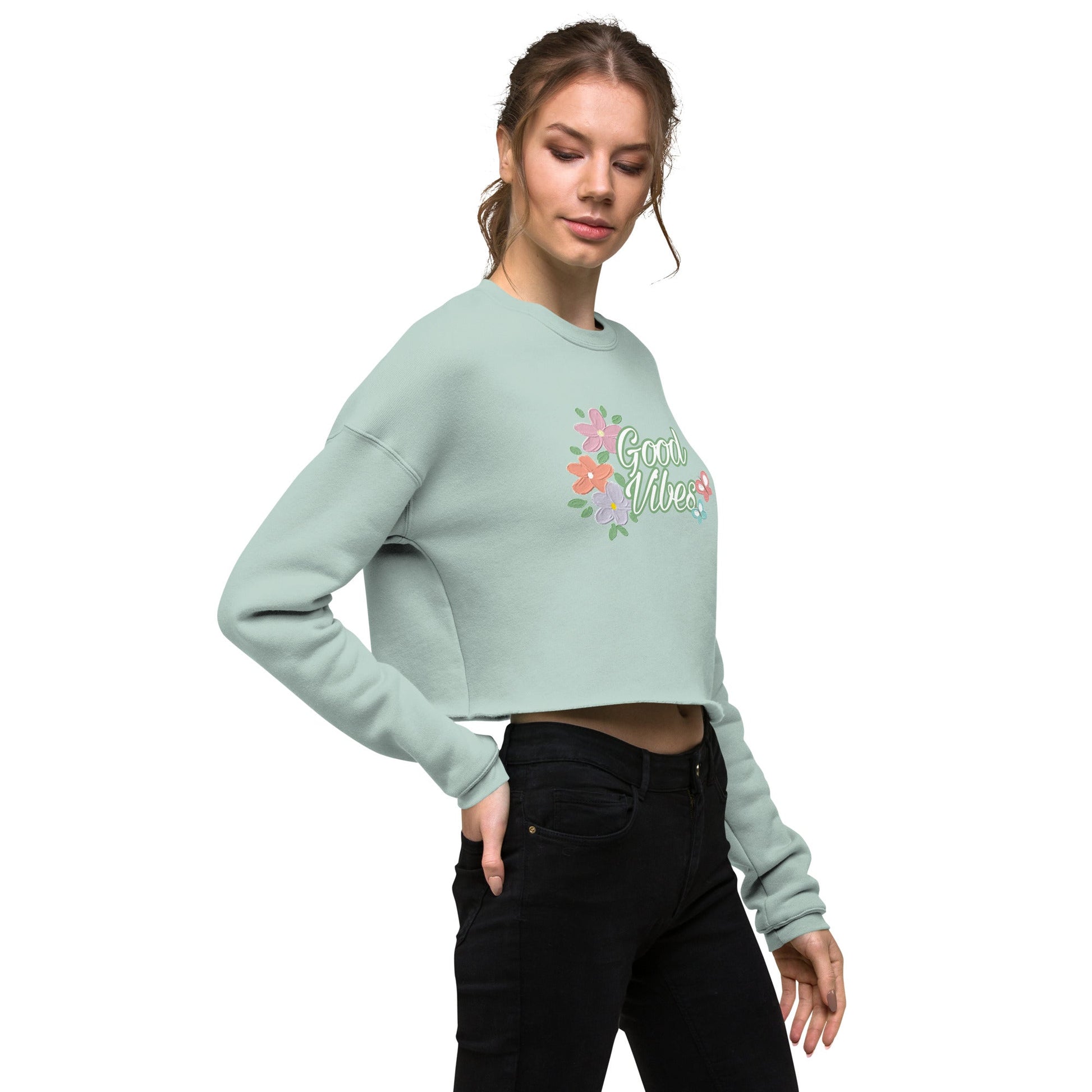 Sweatshirts - Crop Sweatshirt good vibes - Retro Ravers - sweatshirts
