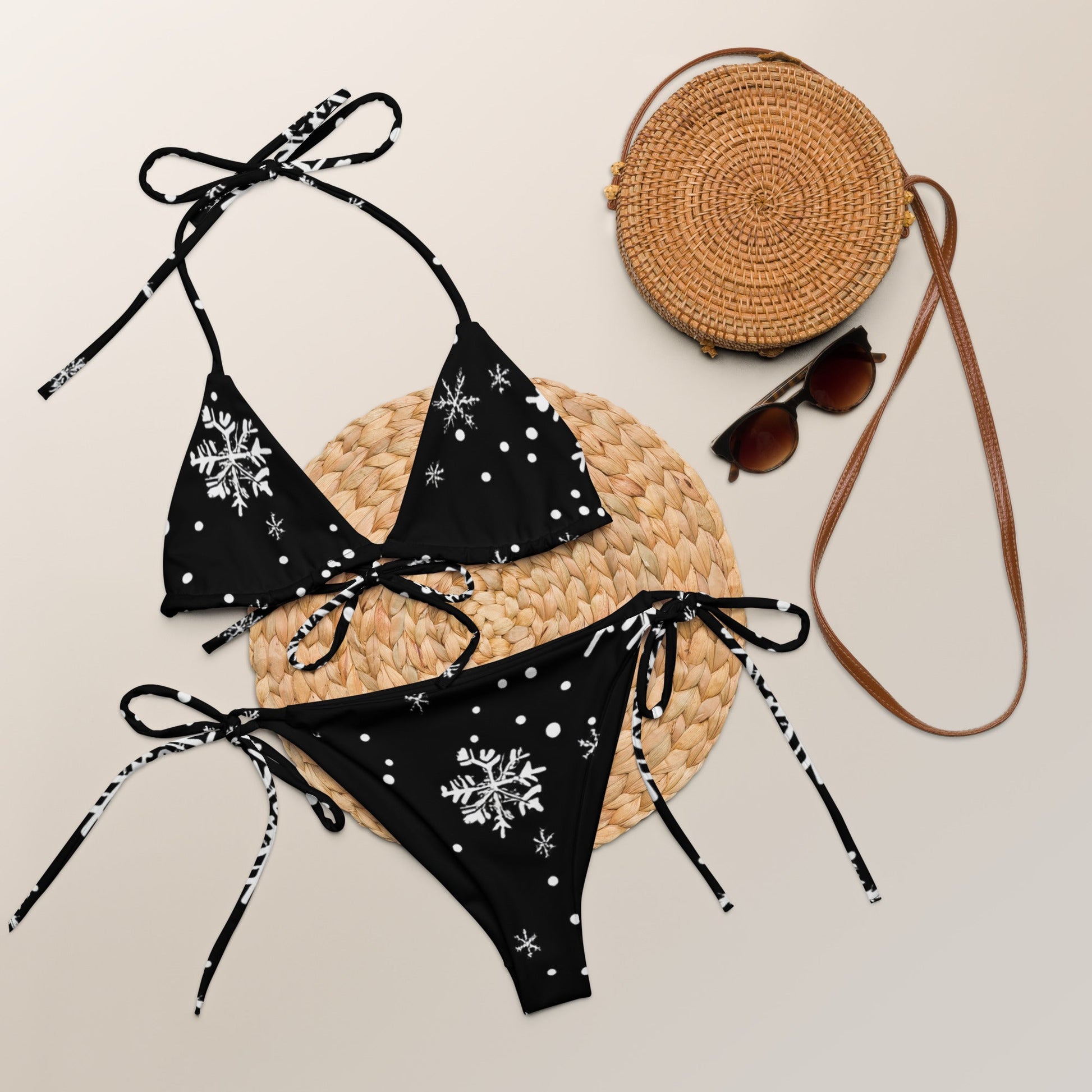 swimwear - string bikini Black snow flare - Retro Ravers - bikini