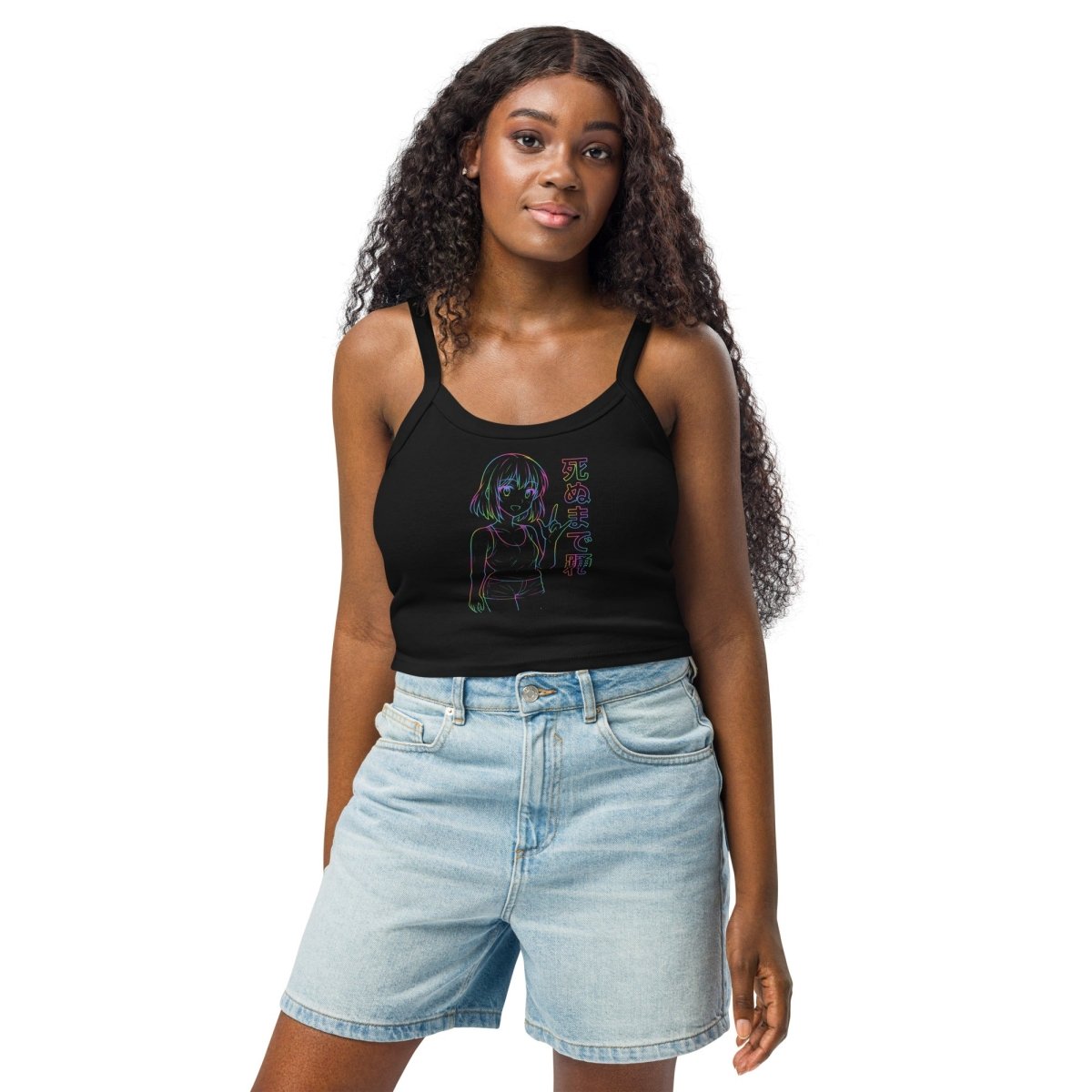 tank tops - Anime Neon Women’s micro - rib tank top - Retro Ravers - anime - retro ravers