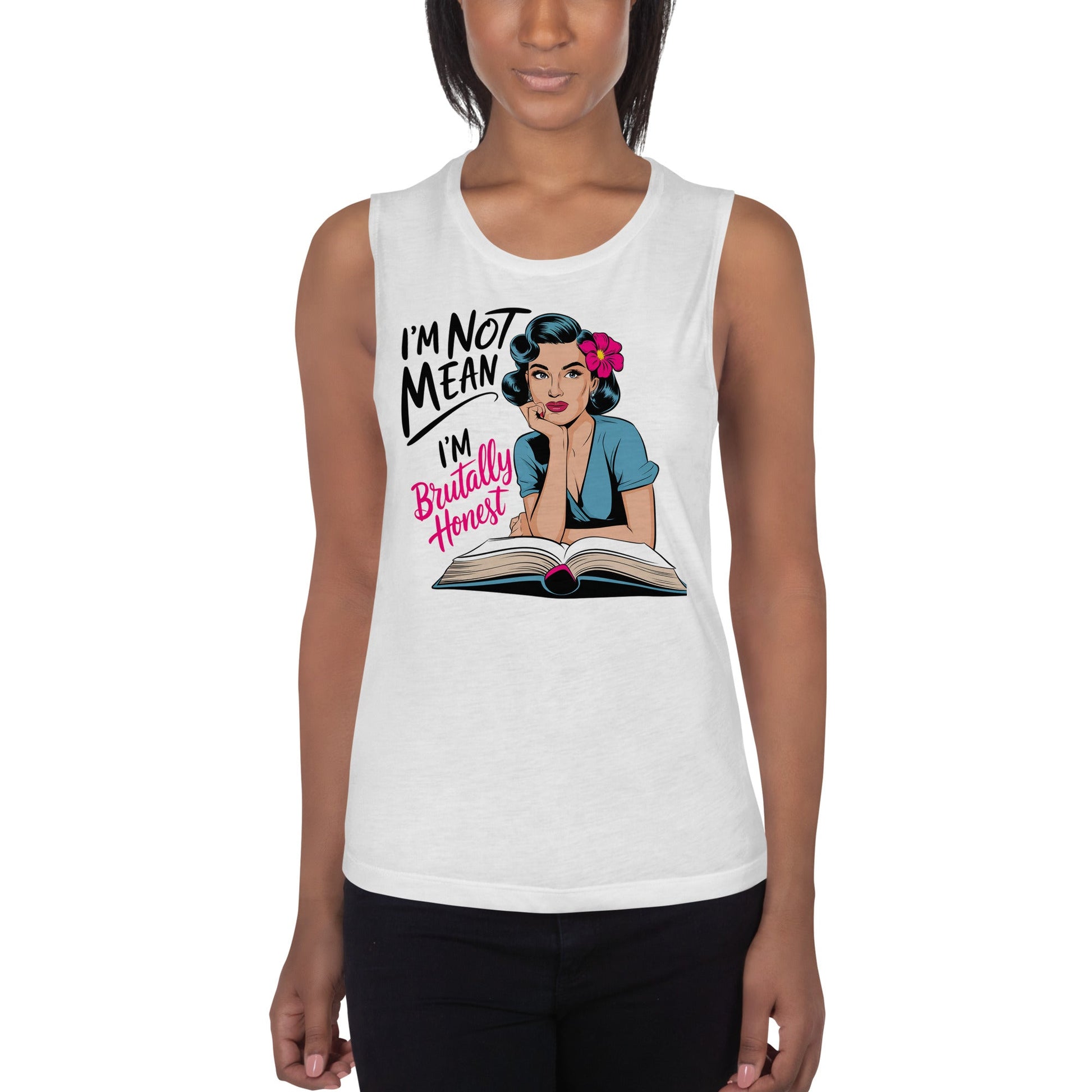 tank tops - Ladies’ Muscle Tank Honest mean - Retro Ravers - tank - tops