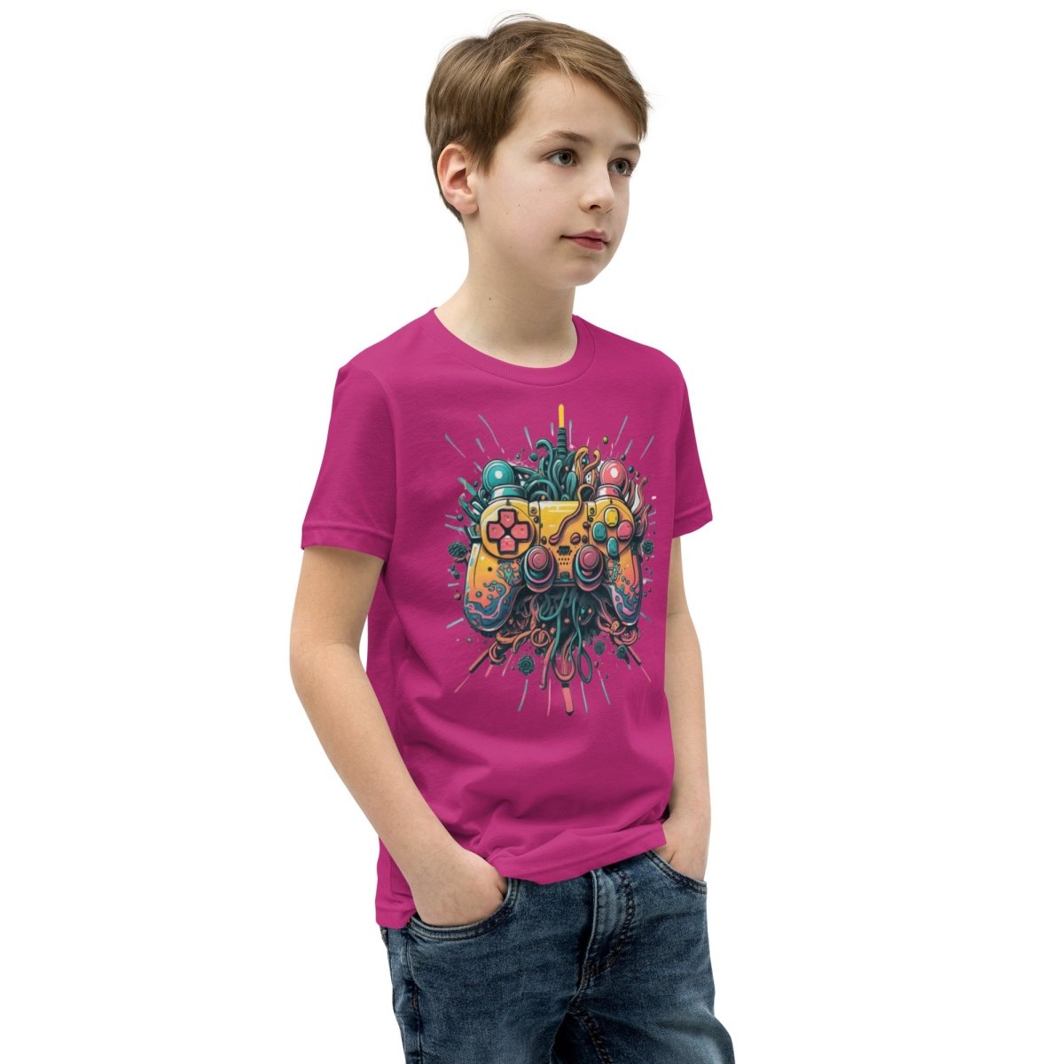 Tshirts - Youth Short Sleeve T-Shirt Gamer - Retro Ravers - gamer