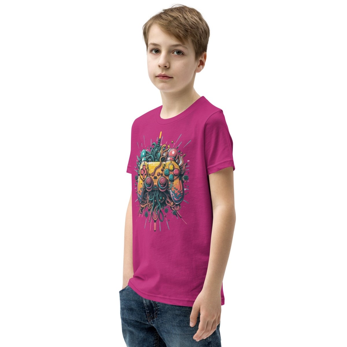 Tshirts - Youth Short Sleeve T-Shirt Gamer - Retro Ravers - gamer