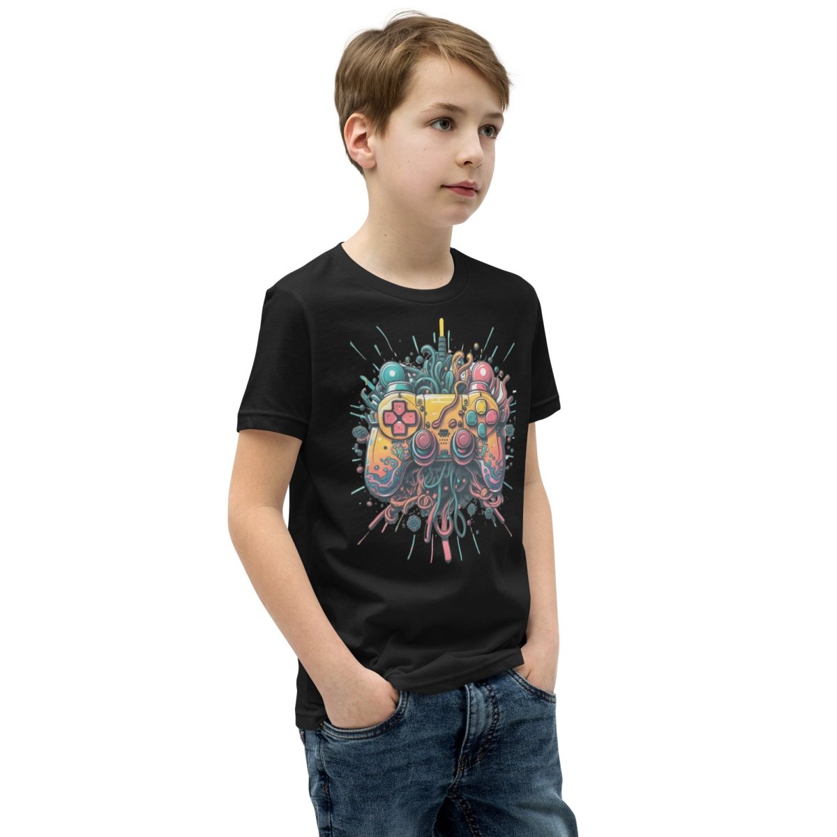 Tshirts - Youth Short Sleeve T-Shirt Gamer - Retro Ravers - gamer