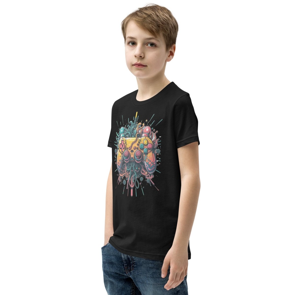 Tshirts - Youth Short Sleeve T-Shirt Gamer - Retro Ravers - gamer